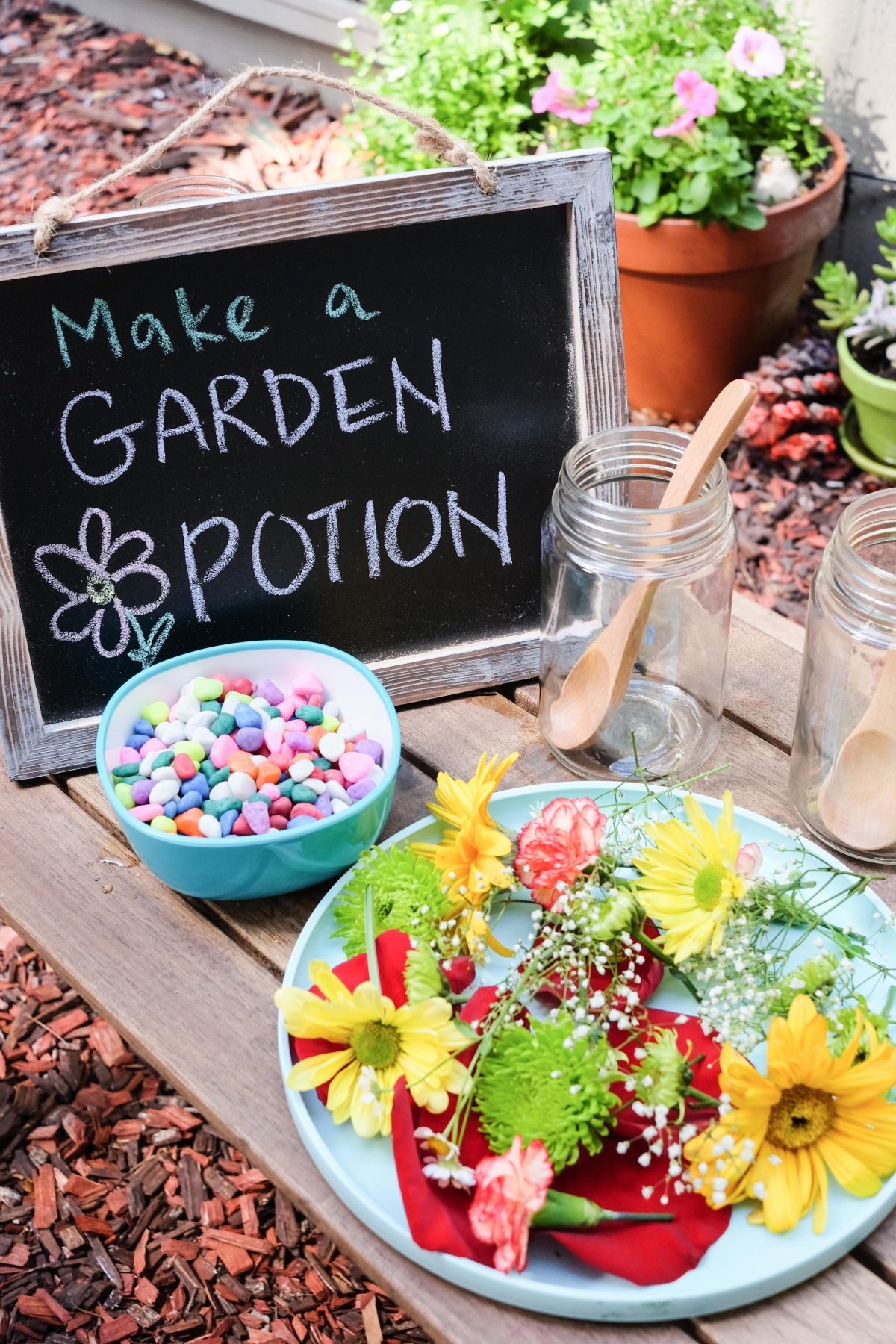Flower Potion Invitation to Play using materials from nature
