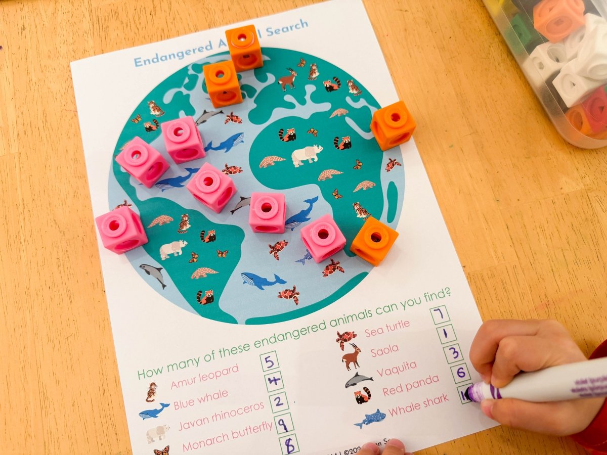 earth day endangered animal search printable activity for kids