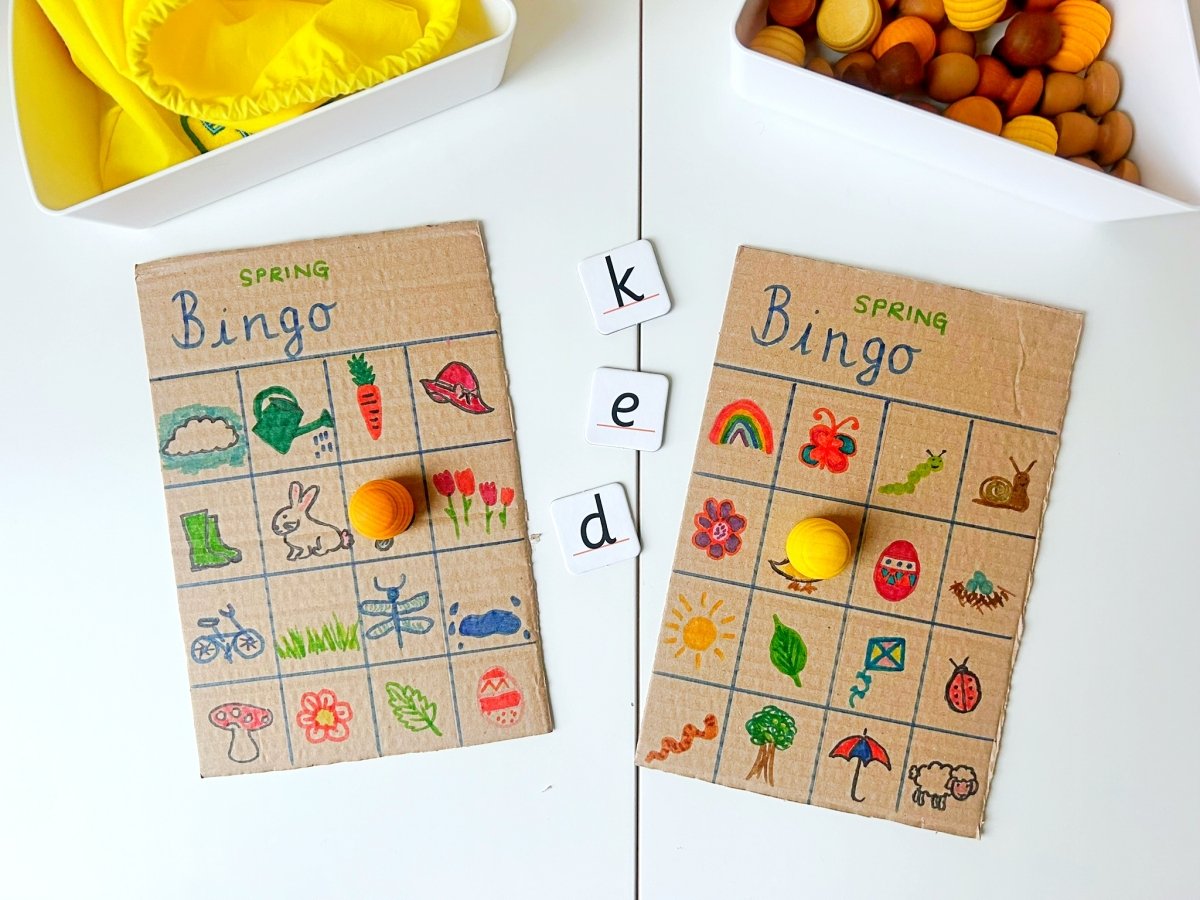 spring activity for kids - DIY Cardboard Bingo game!