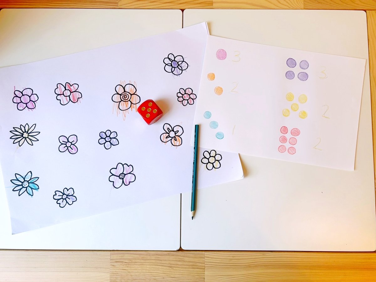 colour the flowers and learn to subitise