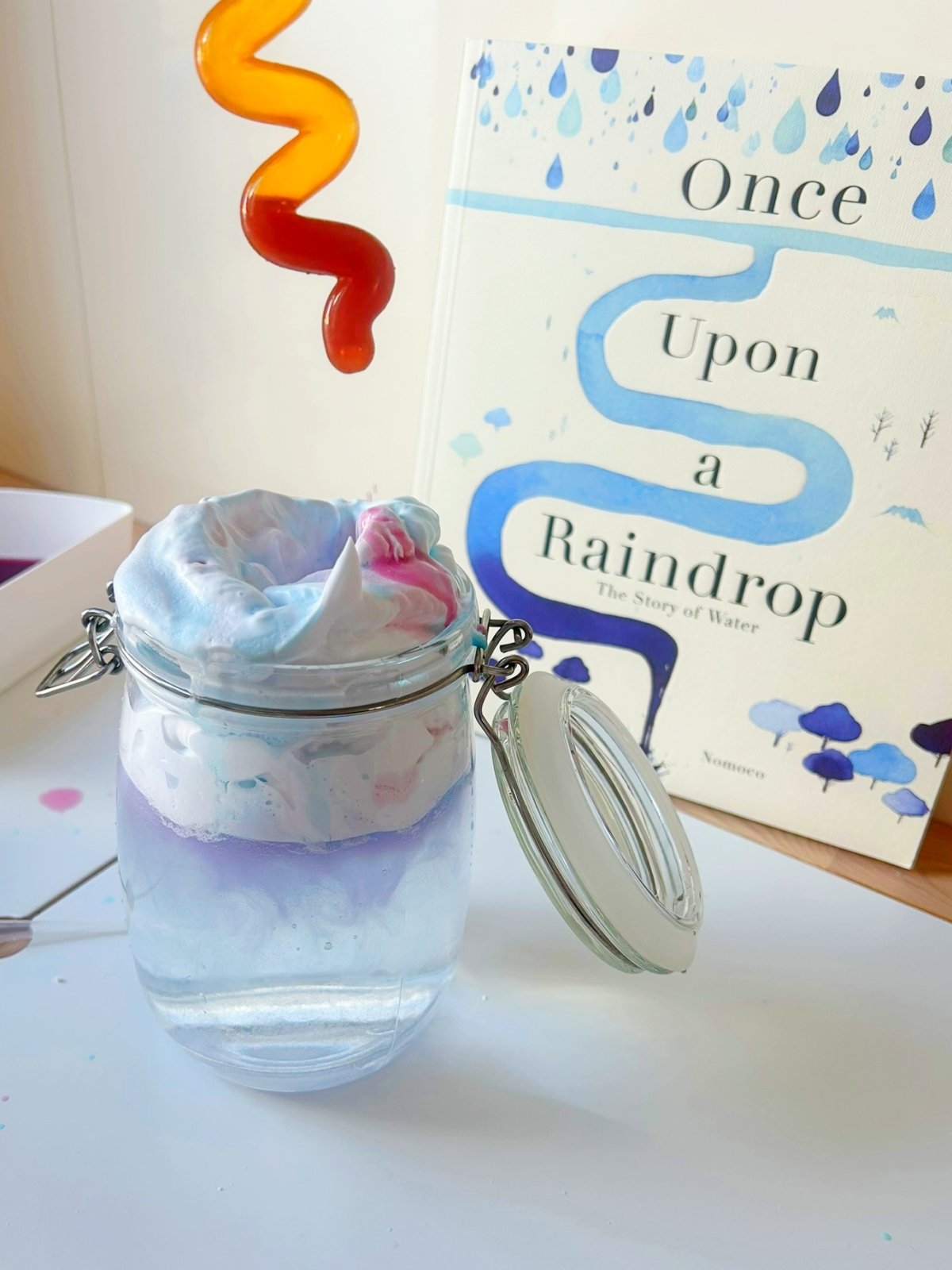 read once upon a raindrop book and then create a rain cloud in a jar
